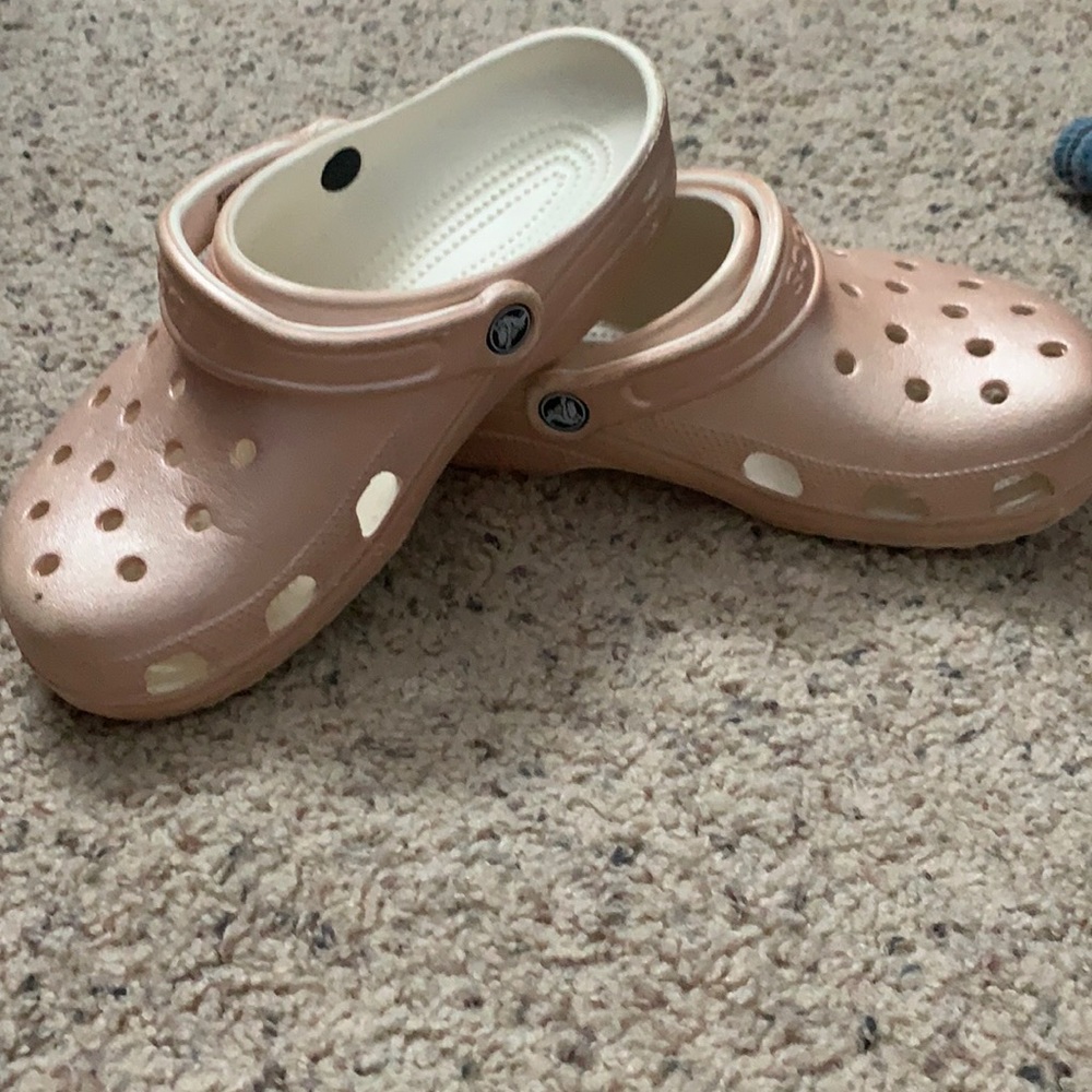 Rose gold crocs